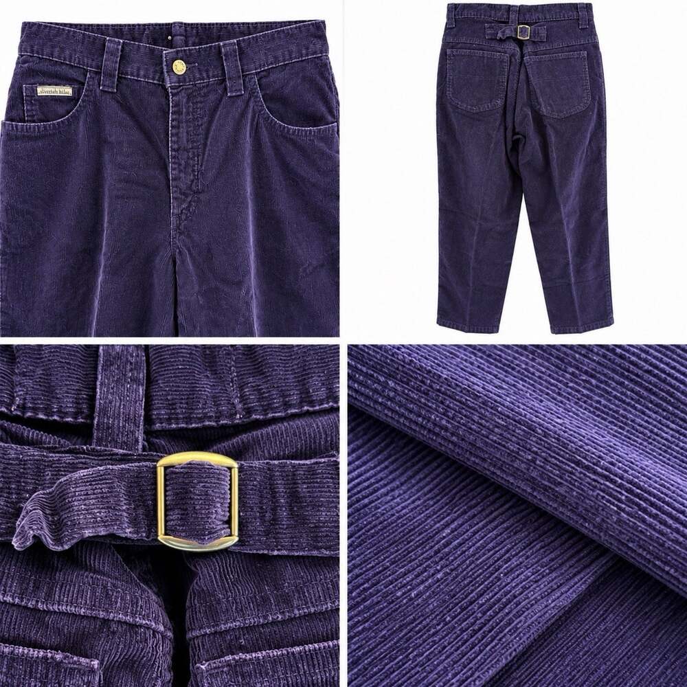 Vintage 90s Lee Rivet Jeans Size 12 Purple Corduroy High Rise Tapered Mom Jeans